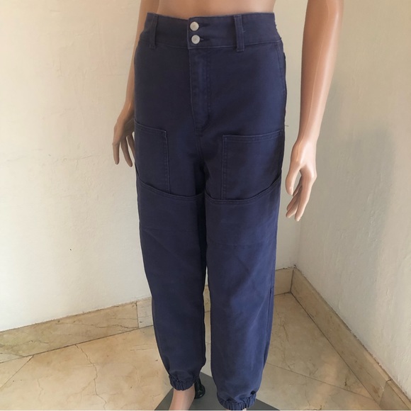 Forever 21 Navy Blue Vintage Cargo Pants Double Pocket Women’s Size L High Waist - Picture 5 of 16
